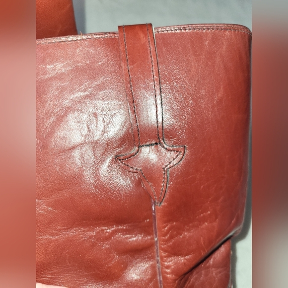 Miss Capezio Pull On Equestrian Style Boots Size 7 Gold Harness Detail Red Brown - Picture 8 of 15